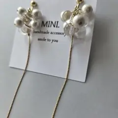コットンパール鈴丸ビーズエレガントピアスイヤリング