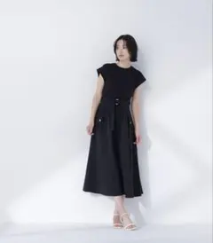 CELFORD】ドロストニットドッキングワンピース【黒】サイズ36 田中みな