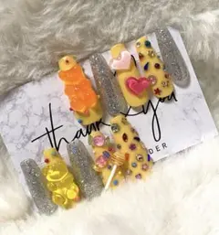 【JSギャル必見♥】キッズネイルチップ ダンス 発表会 盛りネイル 立体くま