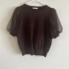 Chicoの半袖シフォンニット　ブラウンのサムネイル