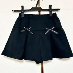 未使用　リボン　プリーツ　キュロット　スカパン　ショートパンツ　ブラック　黒