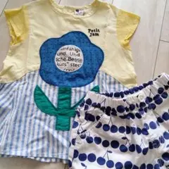 Petit Jam 花柄半袖トップス＆チェリ柄ショーパン 110