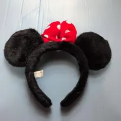 ミニーマウス カチューシャ 赤い水玉リボン