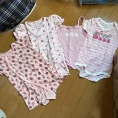 ベビー服 女の子半袖肌着 4点セット