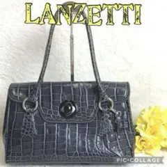 LANZETTI by LEXIAPEL ハンドバッグ　クロコ型押し LANZETTI by LEXIAPEL ハンドバッグ クロコ型押し - メルカリ