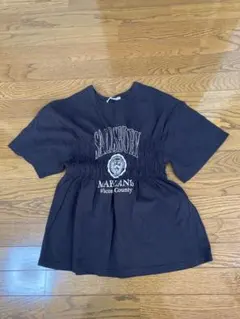 新品未使用！タグなし！KBFのギャザー入り黒コットンTシャツ Free