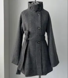 ノーカラーコート ミドル丈