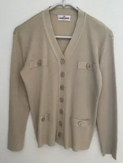 ギャラリービスコンティ　ベージュ アクリルニットカーディガン