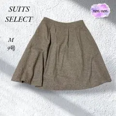 A762.スーツセレクト/ミニフレアスカート【M】9号/ブラウン/大人可愛い