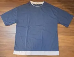 Wangzhichao 王之潮 Tシャツ 重ね着風 ブルー