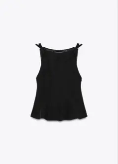 ZARA ザラ　ペプラムリボントップス　ブラックS