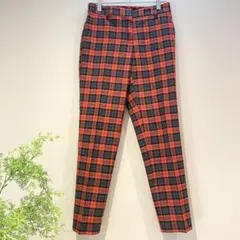 【プラステ】美品＊チェック柄スラックス／総柄テーパードアンクルパンツ／ポケット付