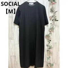 SOCIAL ブラックドレス フォーマル　半袖ワンピース【M】