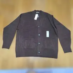 パフニットVネックカーディガン ブラウン XL GU
