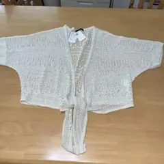 ホワイトカーディガン Mサイズ 透かし編み