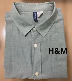 H&M 長袖シャツ アースグリーン Mサイズ 175/100A