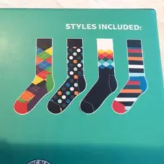 【新品未使用】ナイガイ柄靴下　カラーソックス　　Happy Socks4足セット