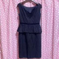 estnation bis ペプラムノースリーブワンピース　パーティドレス　黒