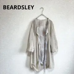 【良品】ビアズリー　後ろフリルリネン羽織り　ノーカラー　ジャケット　カーディガン BEARDSLEY（ビアズリー）の「後ろフリル羽織（ノーカラー