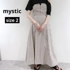 mystic anywayワンピース 綿麻 ストライプ スカート size2