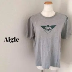 エーグル プリントTシャツ 半袖トップス カットソー グレー 洗える カジュアル