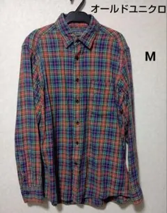 オールドユニクロ フランネルシャツ M コットン100% チェックシャツ