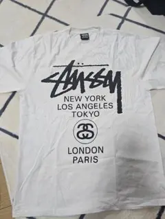 STUSSY ラグランTシャツ ワールドツアー スプレーアート ゴールド M