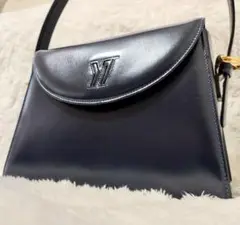 美品 ユキトリイ 2way ハンドバッグ ショルダーバッグ 本革 型押し 紺