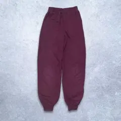 00's Hanes 裾リブ スウェットパンツ 無地 ワインレッド ゆるだぼ