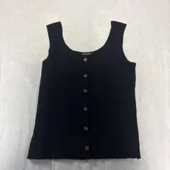 リブ編み ブラック タンクトップ