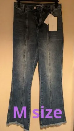 クラシカルエルフ　フリンジセミフレアデニムパンツ　ブルー　Mサイズ