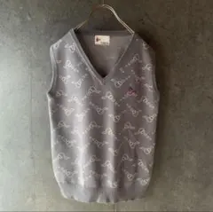 【希少】総柄 ニットベスト 刺繍 レトロ パイプ モード 古着 old デザイン