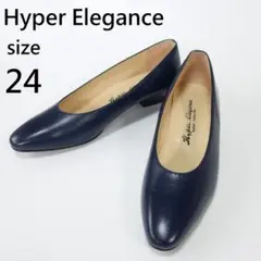 Hyper Elegance ローヒール パンプス シンプル ネイビー 24EE