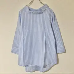 ロールネックチュニックシャツ ストライプ レディース 古着 L