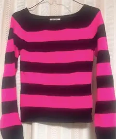 ボーダー ニット ピンク 黒 パンク Y2K