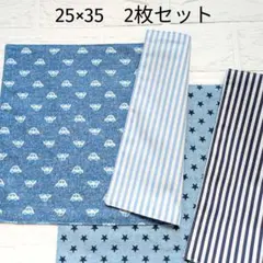 No.46　ランチョンマット　25×35　裏地付き　車　デニム調生地 25×35 2枚セット車 星 デニム調ランチョンマット裏地付 ハンドメイド