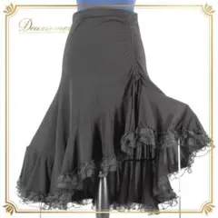 【美品 社交ダンス衣装】スカート レッスンウェア 練習着 黒 ブラック 無地