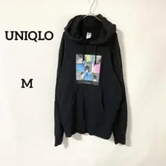 【ユニクロ】パーカー M ブラック 綿100% コラボ 星野源 長袖 プリント