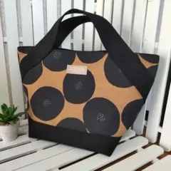 ミニトート あんぱん柄 ブラウン×黒 ハンドメイド