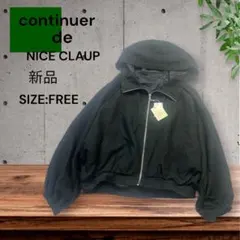 e1665☆NICE CLAUP フード付きボリュームスリーブジャケットFREE