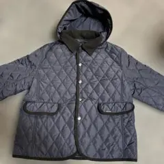ネイビー キルティング中綿ジャケットフード付き