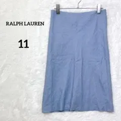 ラルフローレン リネンスカート 11 L相当 ミディ丈 日本製 無地 麻 リネンのサムネイル