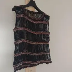 ハンドメイド　ノースリーブデザイン　黒とピンク