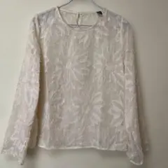 Dazy 花柄シースルーブラウス　アイボリー　L 透け感