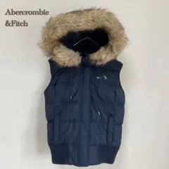 【Abercrombie&Fitch】ダウンベスト　フェイクファー【M】ネイビー