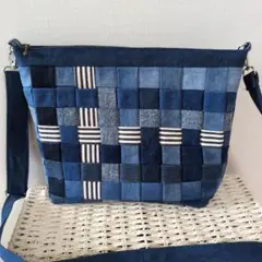 0532 ハンドメイド✰デニムリメイク✰編み込み✰ショルダーバッグ