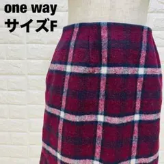 one way パープル チェック柄 タイトミニスカート サイズF【333】
