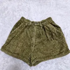 オリーブグリーン コーデュロイ ショートパンツ