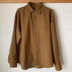 ブラウン 長袖シャツ Mサイズ 胸ポケット付き★送料込み★