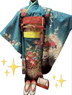 七五三7歳フルセット中古ブルー系 七五三7歳フルセット中古ブルー系 七五三 着物 7歳 フルセット